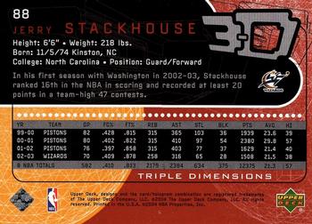 2003-04 Upper Deck Triple Dimensions #88 Jerry Stackhouse Back