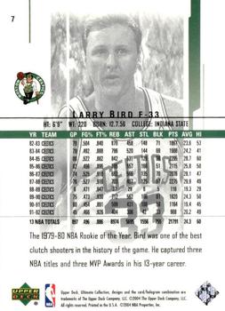 2003-04 Upper Deck Ultimate Collection #7 Larry Bird Back