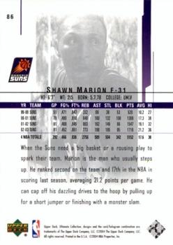 2003-04 Upper Deck Ultimate Collection #86 Shawn Marion Back