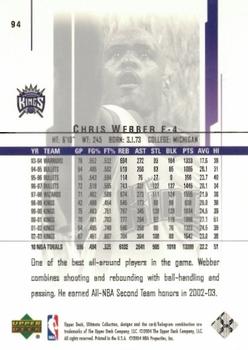 2003-04 Upper Deck Ultimate Collection #94 Chris Webber Back