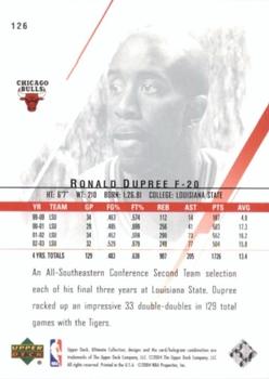 2003-04 Upper Deck Ultimate Collection #126 Ronald Dupree Back