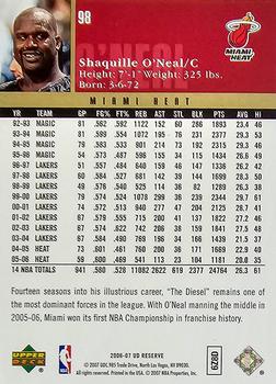 2006-07 UD Reserve - Gold #98 Shaquille O'Neal Back