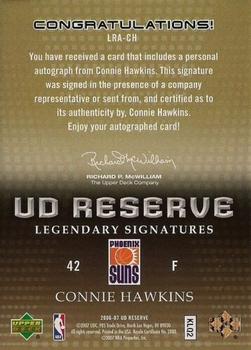 2006-07 UD Reserve - Legendary Signatures #LRA-CH Connie Hawkins Back