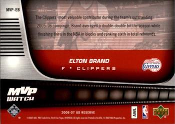 2006-07 UD Reserve - MVP Watch #MVP-EB Elton Brand Back