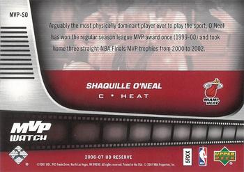 2006-07 UD Reserve - MVP Watch #MVP-SO Shaquille O'Neal Back