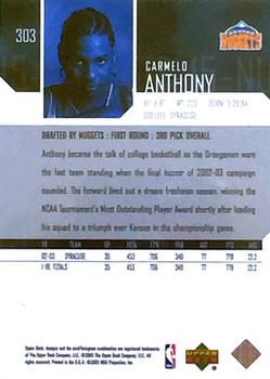 2003-04 Upper Deck #303 Carmelo Anthony Back