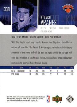 2003-04 Upper Deck #338 Slavko Vranes Back