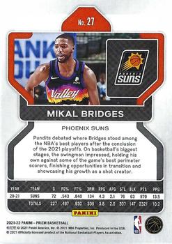 2021-22 Panini Prizm #27 Mikal Bridges Back