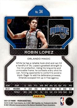 2021-22 Panini Prizm #34 Robin Lopez Back