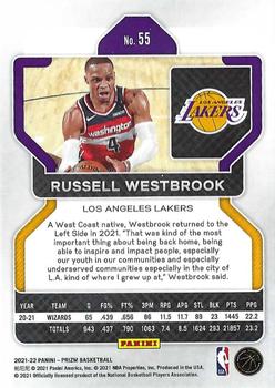 2021-22 Panini Prizm #55 Russell Westbrook Back