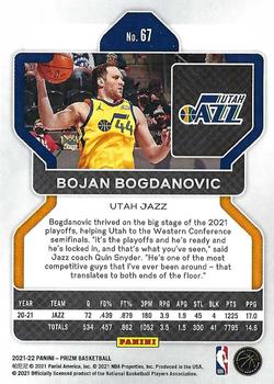 2021-22 Panini Prizm #67 Bojan Bogdanovic Back