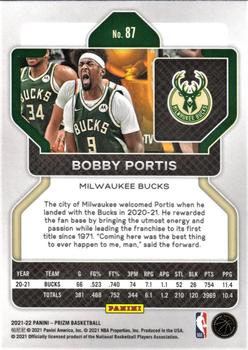 2021-22 Panini Prizm #87 Bobby Portis Back