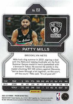 2021-22 Panini Prizm #151 Patty Mills Back