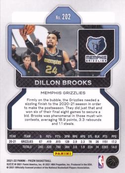 2021-22 Panini Prizm #202 Dillon Brooks Back