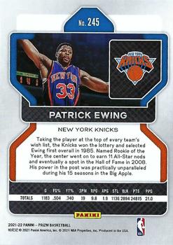 2021-22 Panini Prizm #245 Patrick Ewing Back
