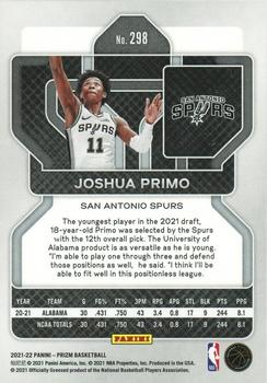 2021-22 Panini Prizm #298 Joshua Primo Back