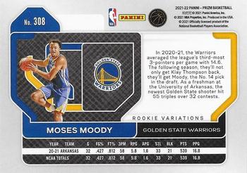 2021-22 Panini Prizm #308 Moses Moody Back