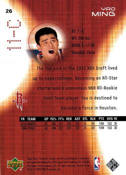 2003-04 Upper Deck Hardcourt #26 Yao Ming Back