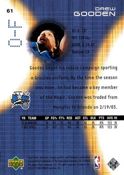 2003-04 Upper Deck Hardcourt #61 Drew Gooden Back