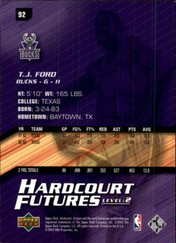 2003-04 Upper Deck Hardcourt #92 T.J. Ford Back