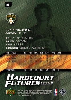 2003-04 Upper Deck Hardcourt #98 Luke Ridnour Back