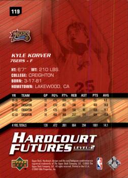 2003-04 Upper Deck Hardcourt #119 Kyle Korver Back