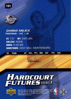 2003-04 Upper Deck Hardcourt #131 Darko Milicic Back