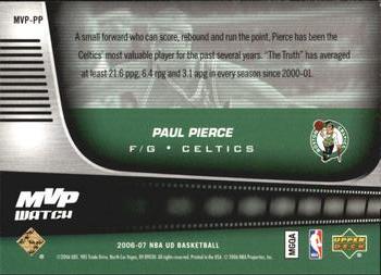 2006-07 Upper Deck - MVP Watch #MVP-PP Paul Pierce Back