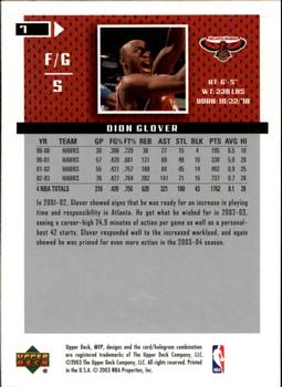 2003-04 Upper Deck MVP #7 Dion Glover Back