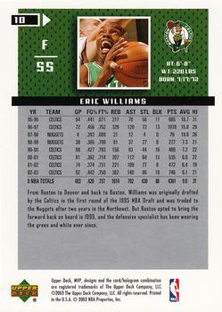 2003-04 Upper Deck MVP #10 Eric Williams Back