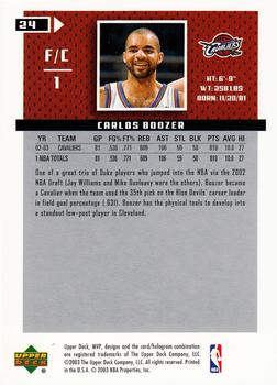 2003-04 Upper Deck MVP #24 Carlos Boozer Back
