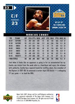 2003-04 Upper Deck MVP #33 Marcus Camby Back