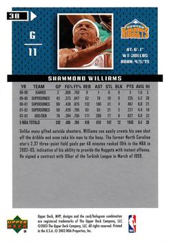 2003-04 Upper Deck MVP #38 Shammond Williams Back