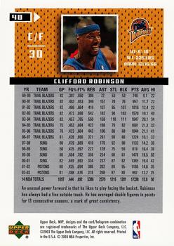 2003-04 Upper Deck MVP #40 Clifford Robinson Back