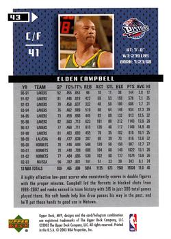 2003-04 Upper Deck MVP #43 Elden Campbell Back