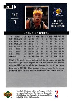 2003-04 Upper Deck MVP #59 Jermaine O'Neal Back