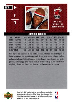 2003-04 Upper Deck MVP #67 Lamar Odom Back