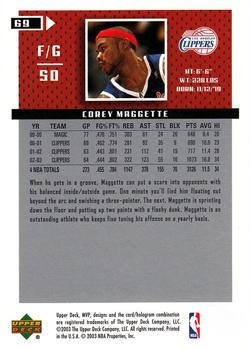 2003-04 Upper Deck MVP #69 Corey Maggette Back