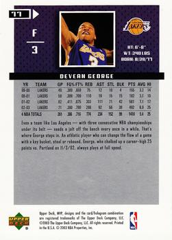 2003-04 Upper Deck MVP #77 Devean George Back