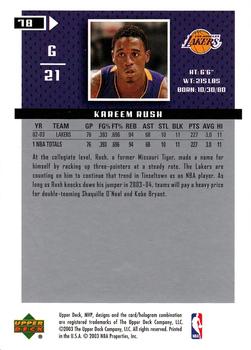2003-04 Upper Deck MVP #78 Kareem Rush Back