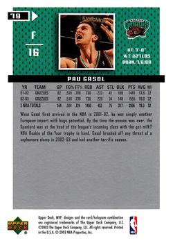 2003-04 Upper Deck MVP #79 Pau Gasol Back