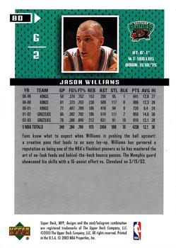 2003-04 Upper Deck MVP #80 Jason Williams Back