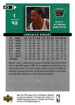 2003-04 Upper Deck MVP #83 Lorenzen Wright Back