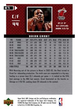 2003-04 Upper Deck MVP #87 Brian Grant Back