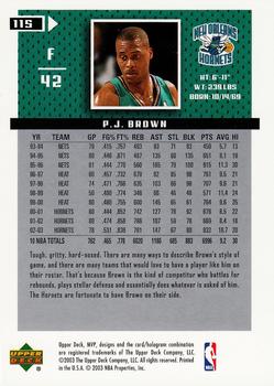2003-04 Upper Deck MVP #115 P.J. Brown Back