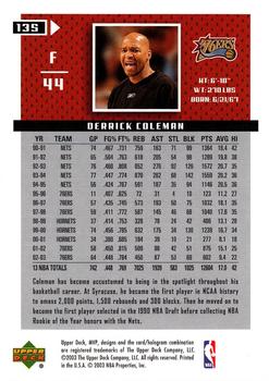 2003-04 Upper Deck MVP #135 Derrick Coleman Back