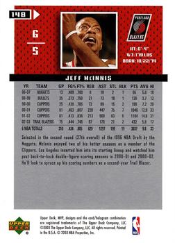2003-04 Upper Deck MVP #148 Jeff McInnis Back