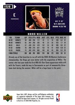 2003-04 Upper Deck MVP #159 Brad Miller Back