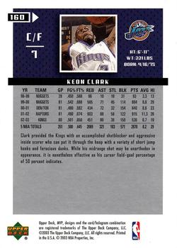 2003-04 Upper Deck MVP #160 Keon Clark Back