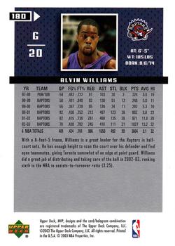 2003-04 Upper Deck MVP #180 Alvin Williams Back